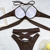 Set da 2 pezzi/set costume da bagno tinta unita imbottito con cinturino incrociato Set costumi da bagno spa