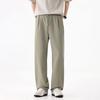Fashion trendy brand elastic waist small pants men's solid color simple and versatile loose wide leg drape casual pants