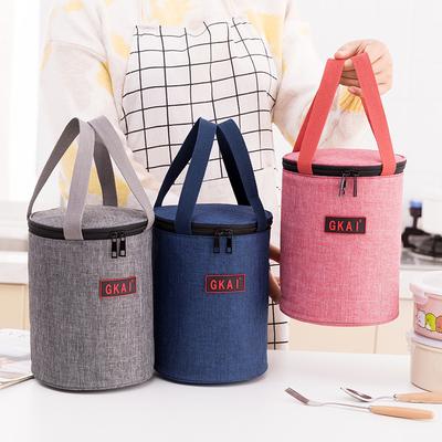 Handheld Cylindrical Insulated Lunch Bag, Lunch Box Bag, Portable, Meal Bag, Waterproof, Picnic Bag, Simple