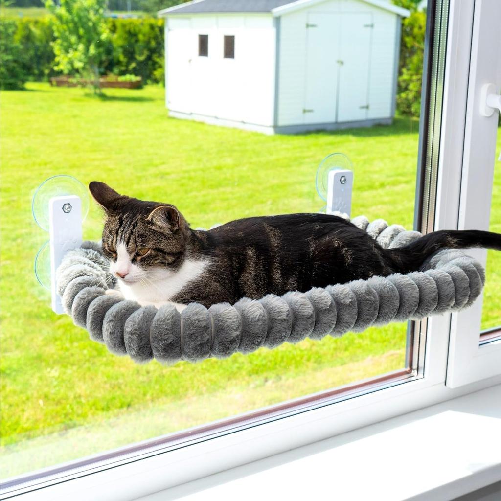 Winter Katzenhängematte Fenster-Lebensraum Katzen-Sonnenbad Glas Hängend Saugnapf Balkon Haustier-Nest Faltbares Haustierbett Katzenzubehör