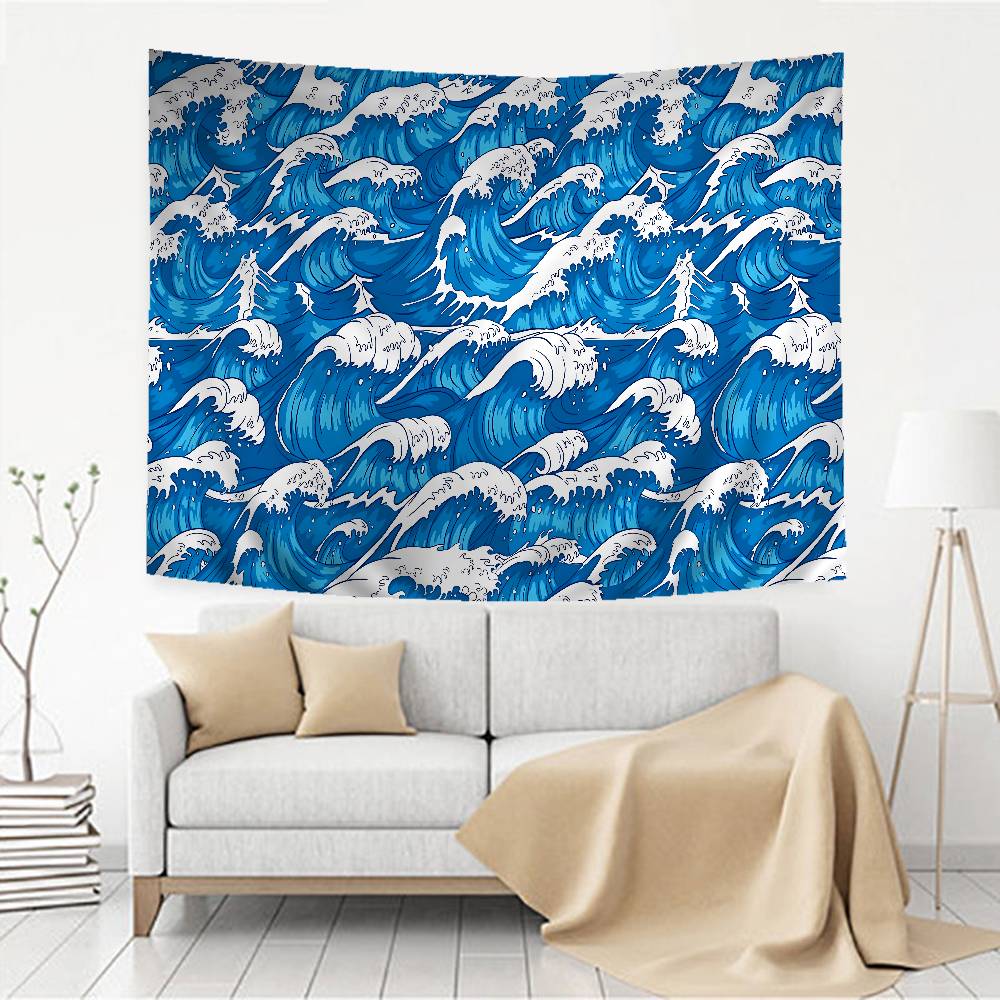 Japan Wave Of Kanagawa Cartoon Tapestry Art Science Fiction Room Home Decor Wall Hanging Sheets