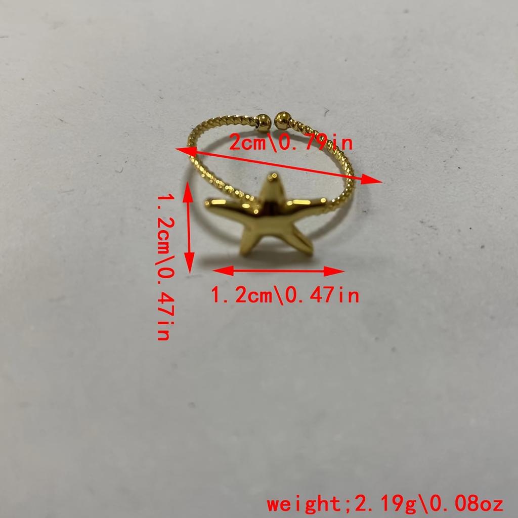 Adjustable Open Starfish Ring Women's Fashion Summer Beach Jewelry Vintage & Simple Style Perfect For Daily Wear & Party Gift