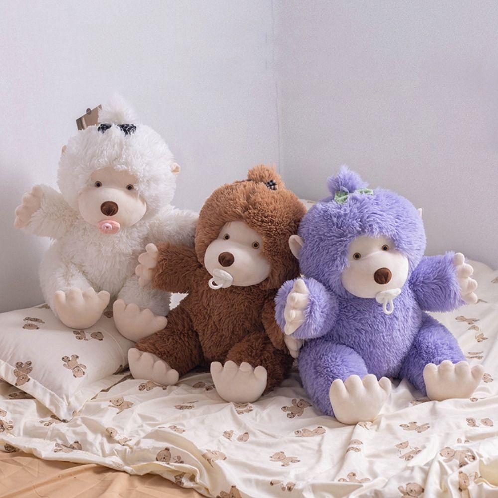 

Fluffy Monkey Stuffed Doll PP Cotton Animal Monkey Doll Pacifier Monkey Plush Toy Party Decorate білий