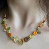 Nature Inspired Floral Bead Necklace Sophisticated Resin Adjustable 45cm Chain Elegant Everyday Accessory