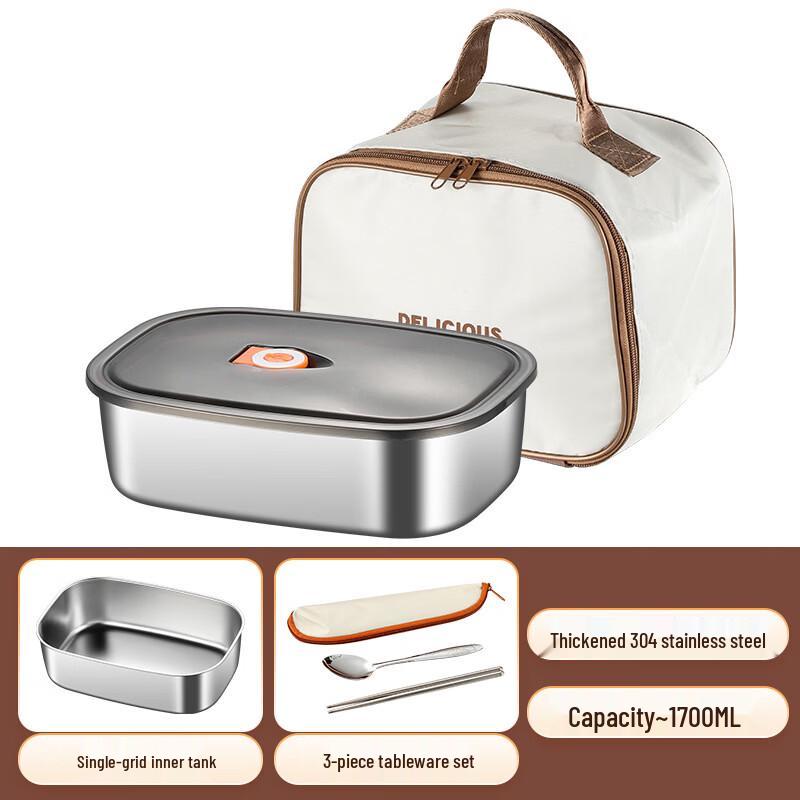 ZISIZ Portable 2-Layer Single Compartment Lunch Box Set