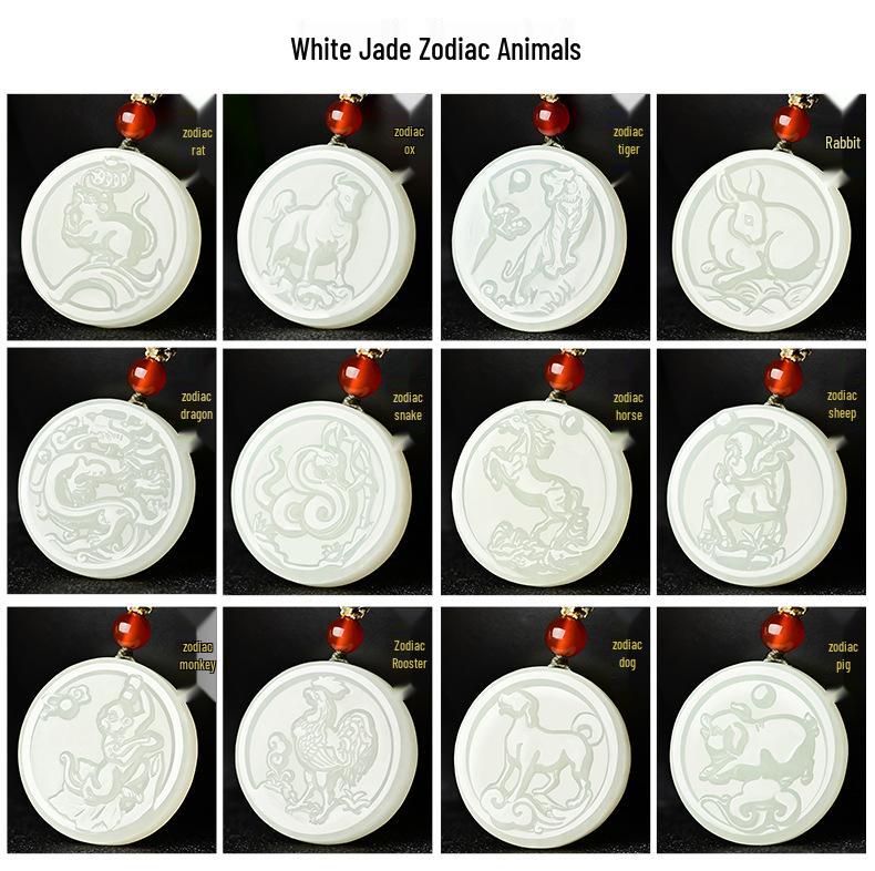 Hetian Jade Zodiac Pendant for Men and Women - Xinjiang Mountain Origin with Certificate White Jade Horse