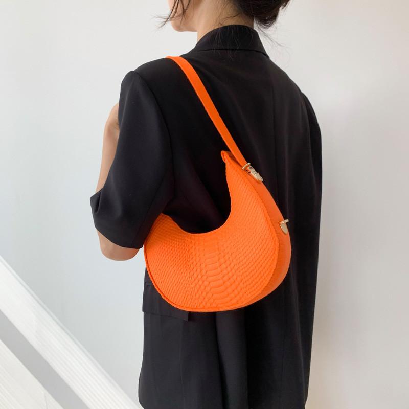Chic Minimalist Crescent Bag For Women In Black Pink Orange Green And Brown Colors