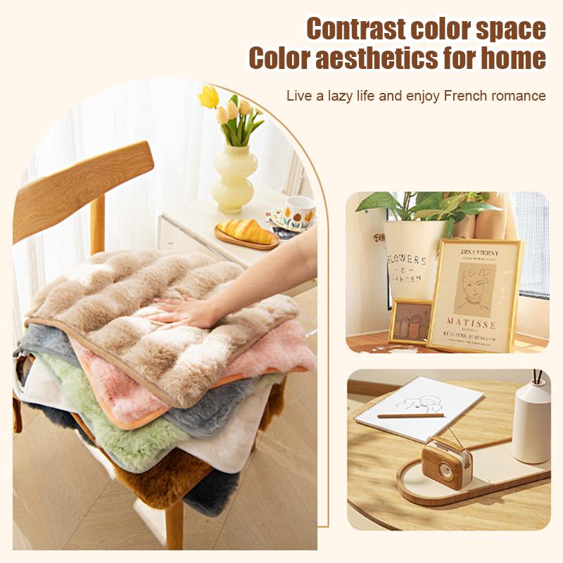 Rabbit Plush Chair Seat Pads Square Warm Winter Chair Pads 40x40cm Non Slip Stool Mat Bedroom Window Floor Mat Decor Cushion