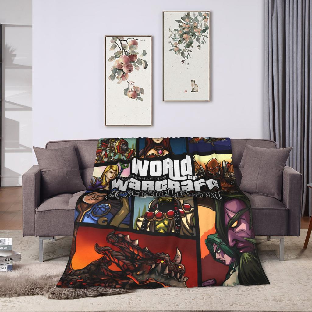 World of Warcraft Game Flannel Blankets Super Warm Throw Blanket for Outdoor Travel Office Aesthetic Bedspread Sofa Bed Cover