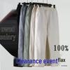 Men's Summer Cotton Linen Loose-Fit Casual Pants, Plus Size, Straight Leg, Chinese Style