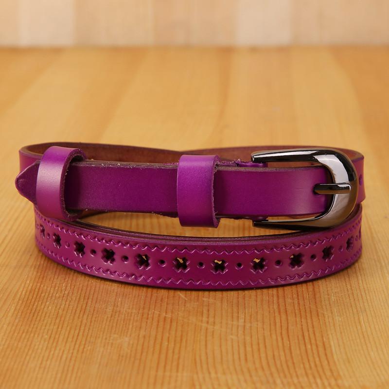 Trendy Ladies Leather Belt With Hollow Pattern And Metal Buckle For Denim Pants