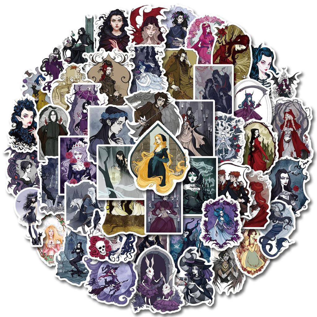 Pick Up Leaks! 50 Sheets Of Black Fairy Tale Series Dark Wind Stickers Suitcase Black Creative Personalized Body Stickers