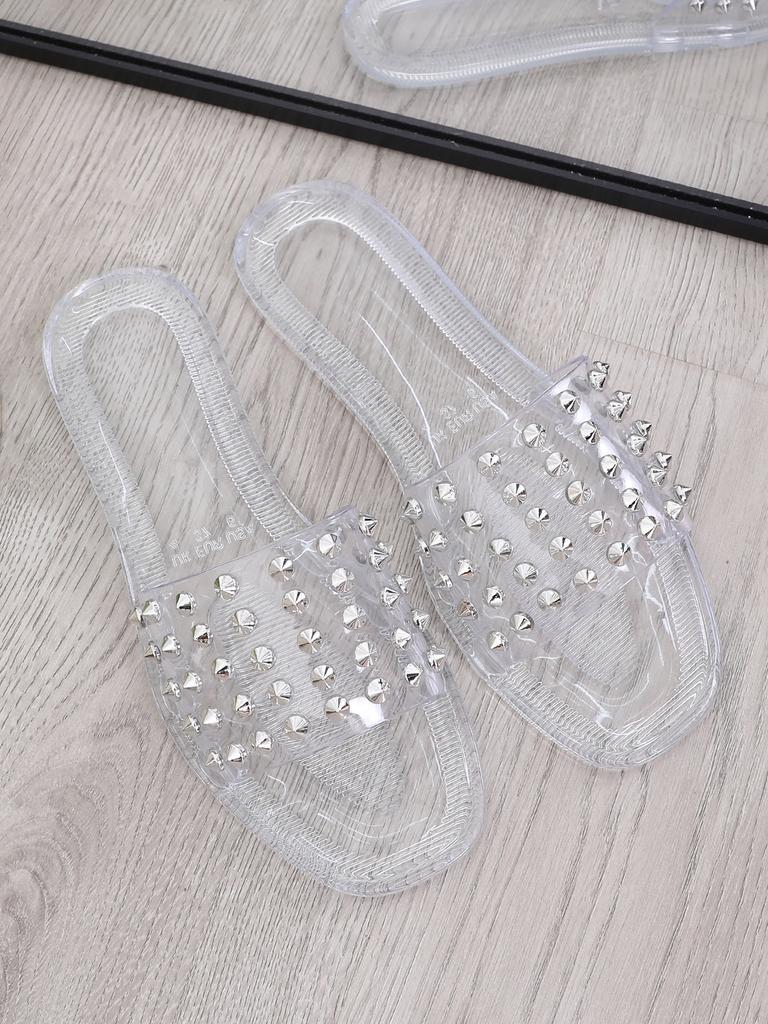 One-word slippers women's summer square head spikes