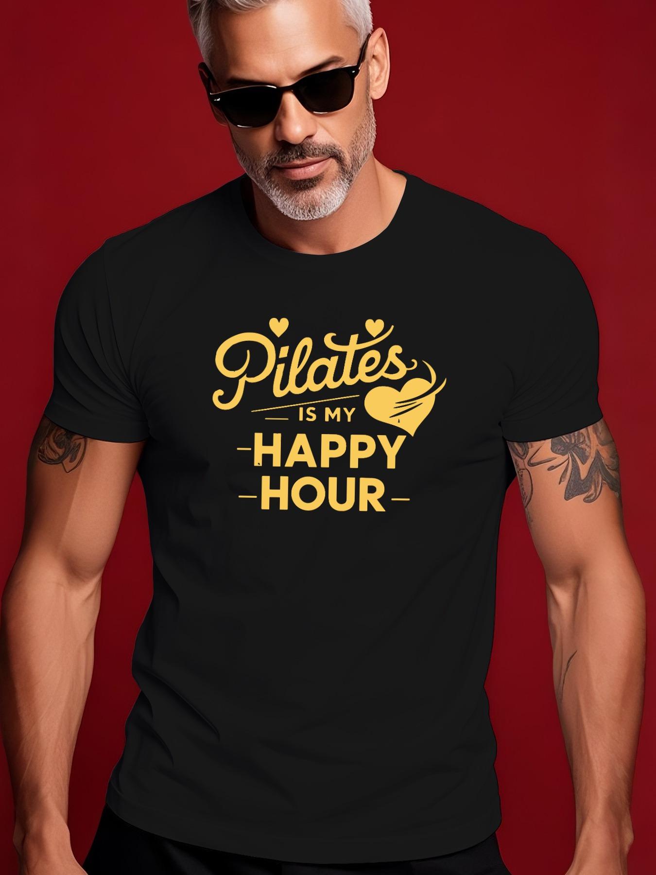 Pilates Is My Happy Hour Graphic Tshirt - Black with Ye... XXXL