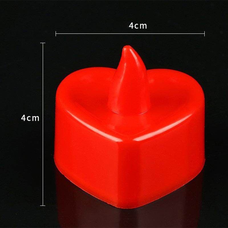 24pcs Heart Shape Led Electronic Flameless Tealight Candles Decorations For Romantic Night Valentine's Day Wedding Anniversary