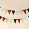 Coffee Brown Blue Party Decorations Paper Pennant Banner Triangle Flags Bunting Teddy Bear Safari Wild Baby Shower Gender Reveal