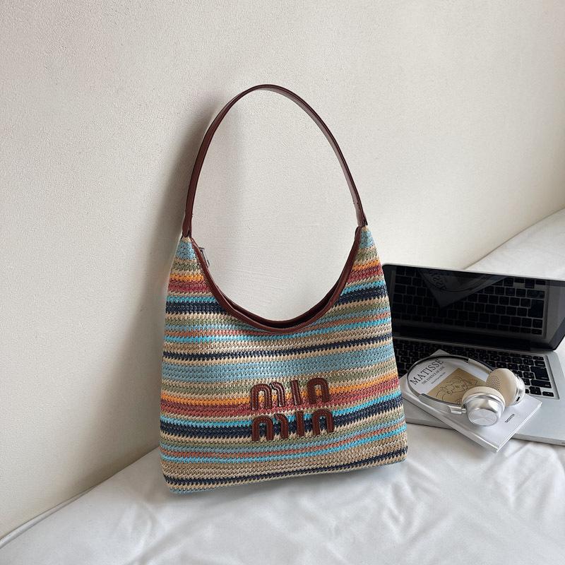 2025 new tote bag hand-woven large-capacity handbag simple and versatile shoulder messenger bag