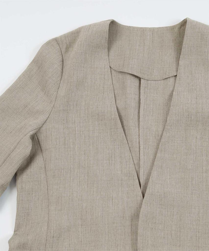 Ihre leinenähnliche kragenlose Jacke (BDXN1960), Damen, Hellbeige, Größe S