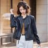 Women's Sheepskin Stand Collar Motorcycle Jacket - New for Spring/Autumn 2026