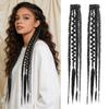 16in Boho Braided Ponytail Extension Lightweight Natural Hand Braided Braids Long Dreadlock Beads Ponytail For Women Hair Head