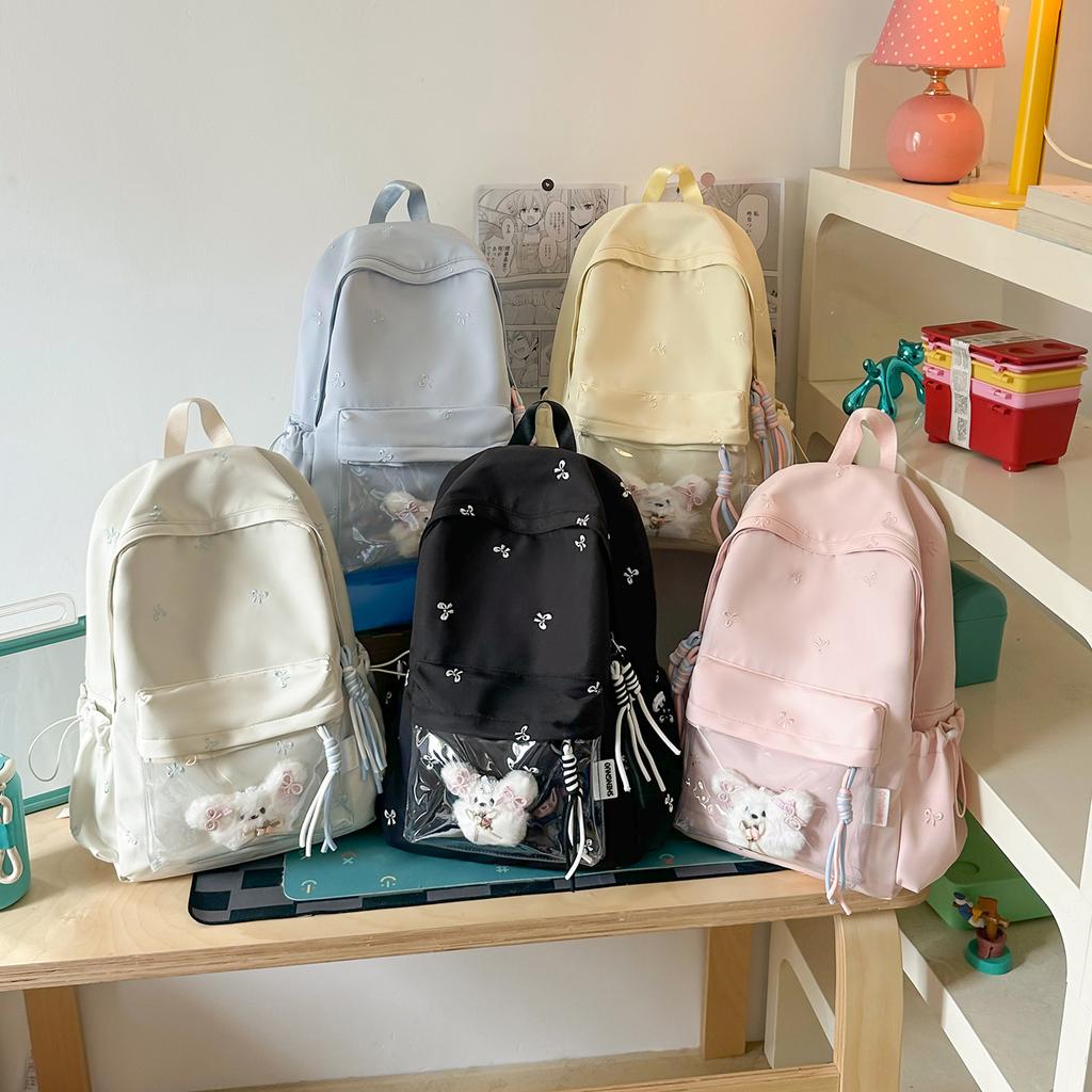 Schoolbag Solid Color ins Student School Bag Large Capacity Transparent Pain Bag Korean Second Dimensional Pain Bag Transparent Pain Bag