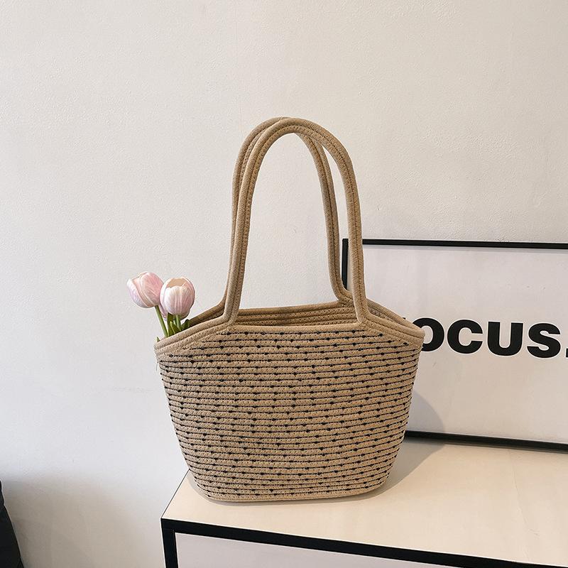 2025 summer new temperament literary large-capacity woven bag multi-functional foreign style portable underarm beach bag
