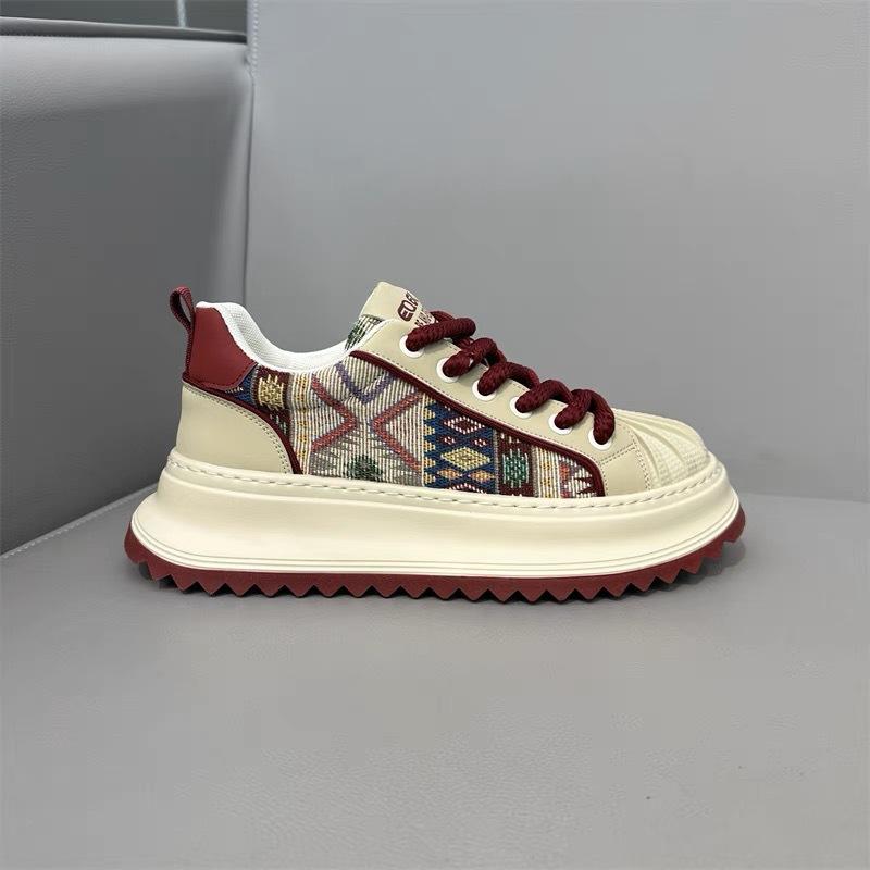 Shell-Kopf Herrenschuhe Herbst Nische originell vielseitig lässige Board-Schuhe roh sportlich dicksohlige erhöhende Canvas-Schuhe