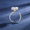Korean Version Diamond Pearl Inlaid Zircon Flower Open Ring Adjustable Electroplated Copper Mesh Rotating Ring Women's Jewelry