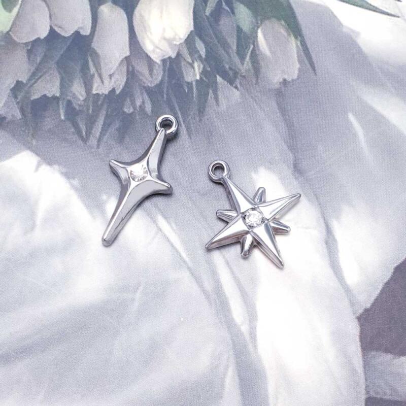 Surgical Steel Shining Star Cubic Pendant Accessory