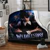 1Pc Wednesday Addams Mystery Flannel Blanket, Soft And Comfortable, Casual Warm, Camping Travel, Christmas, Halloween Xmas Gift L1256