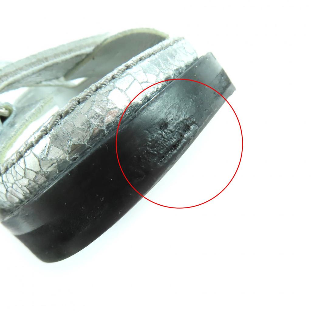 Excellent CHANEL Sandals Silver leather Women 37 G31857 Used