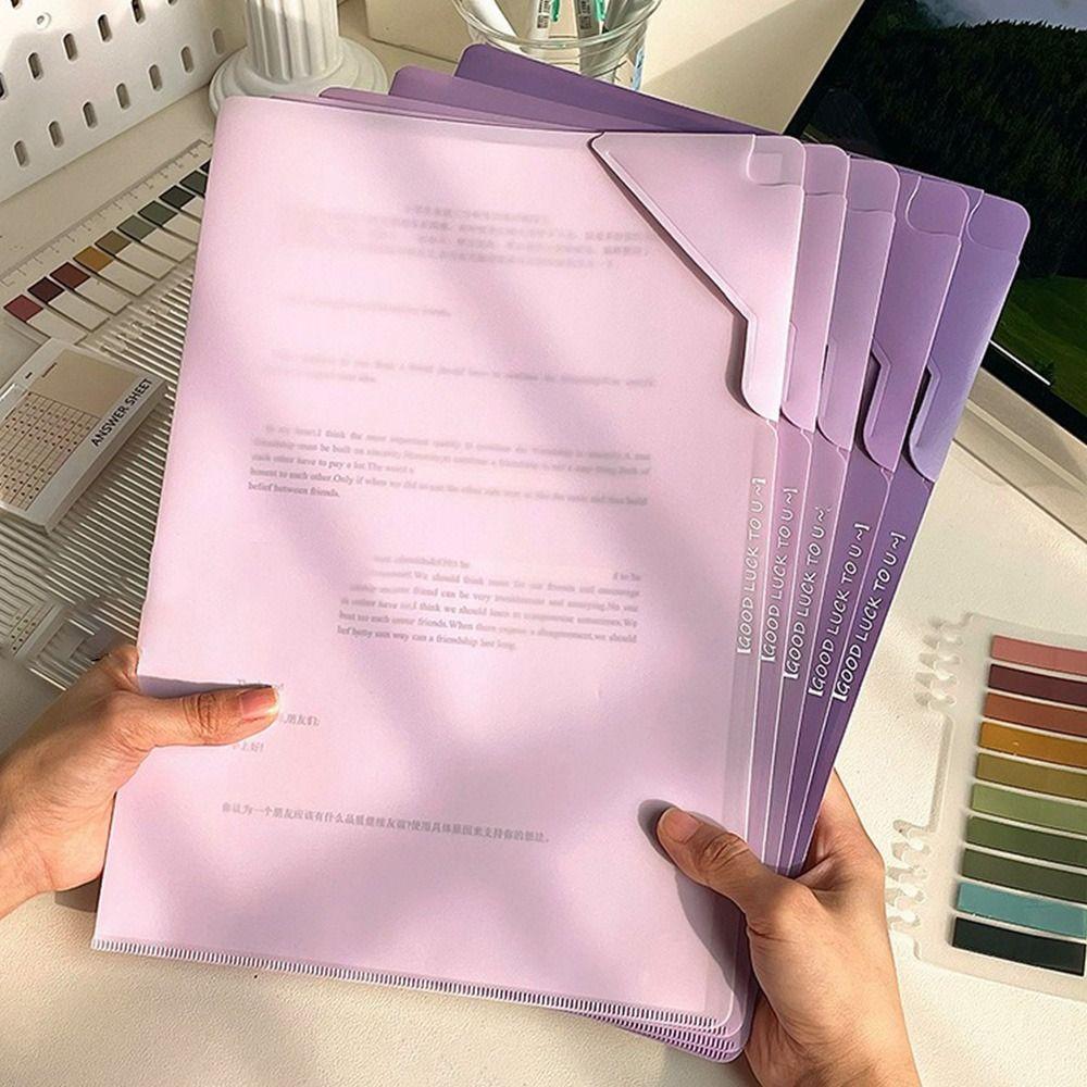 5pcs/set Clipboard File Folders Plastic File Organizer Useful Sorting Storage Bag  Stationery