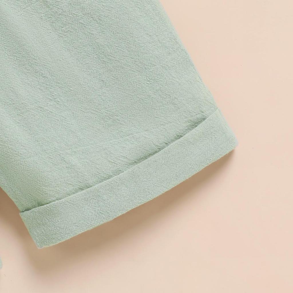 Jungen Einfarbig Kurzarm Stehkragen Zweiteiler mit Aufkrempel-Shorts