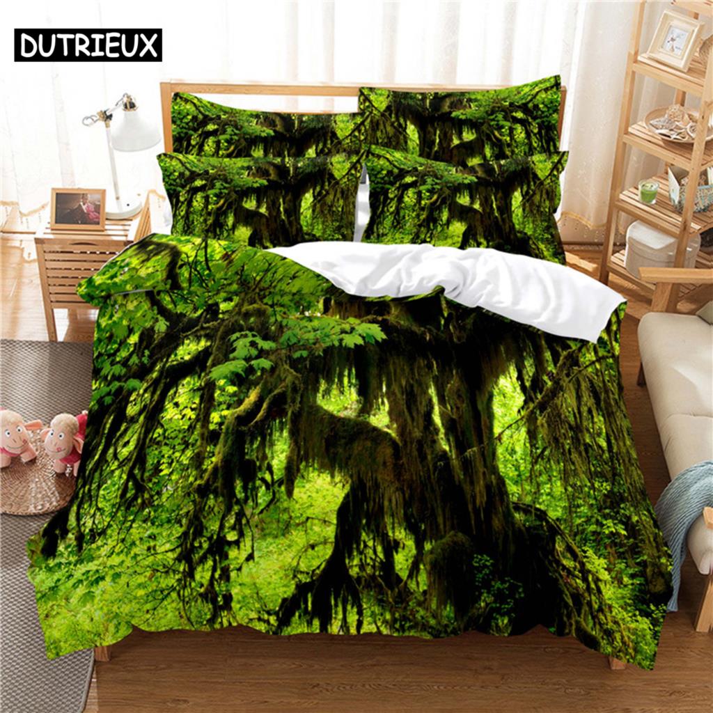 3D Digital Printed Snow Tree Bedding, Stylish Queen Size Duvet Cover Set