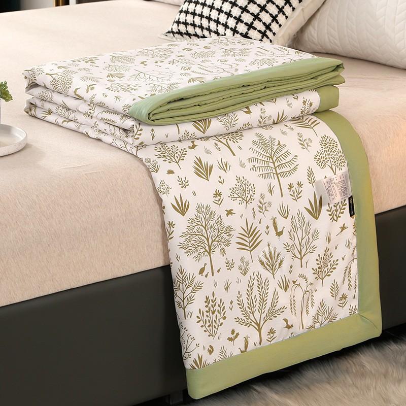 Summer Washed Cotton Quilt Air Conditioning Comforter Soft Breathable Blanket Thin Leaf Print Bedspread Home Textiles