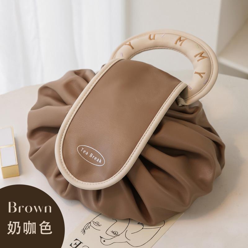 

1Pc New Lazy Drawstring Cosmetic Bag Women s Portable Waterproof PU Travel Wash Bag Portable Storage Bag Box Box Premium