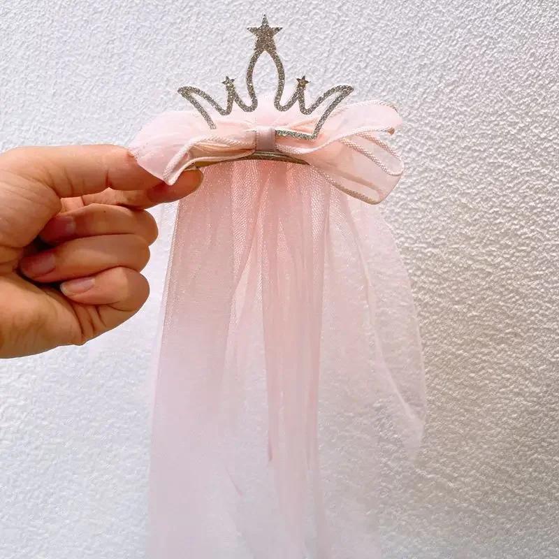 New Hairpins Baby Girls Children Princess Gauze 3D Crown Glitter Rhinestone Birthday Photography Headwear Kids Hair Accessories
