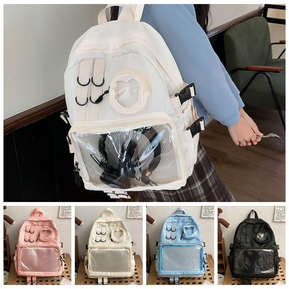 

Multi Pocket Students Backpack Large Capacity School Bag Casual Transparent Backpack Gifts синій