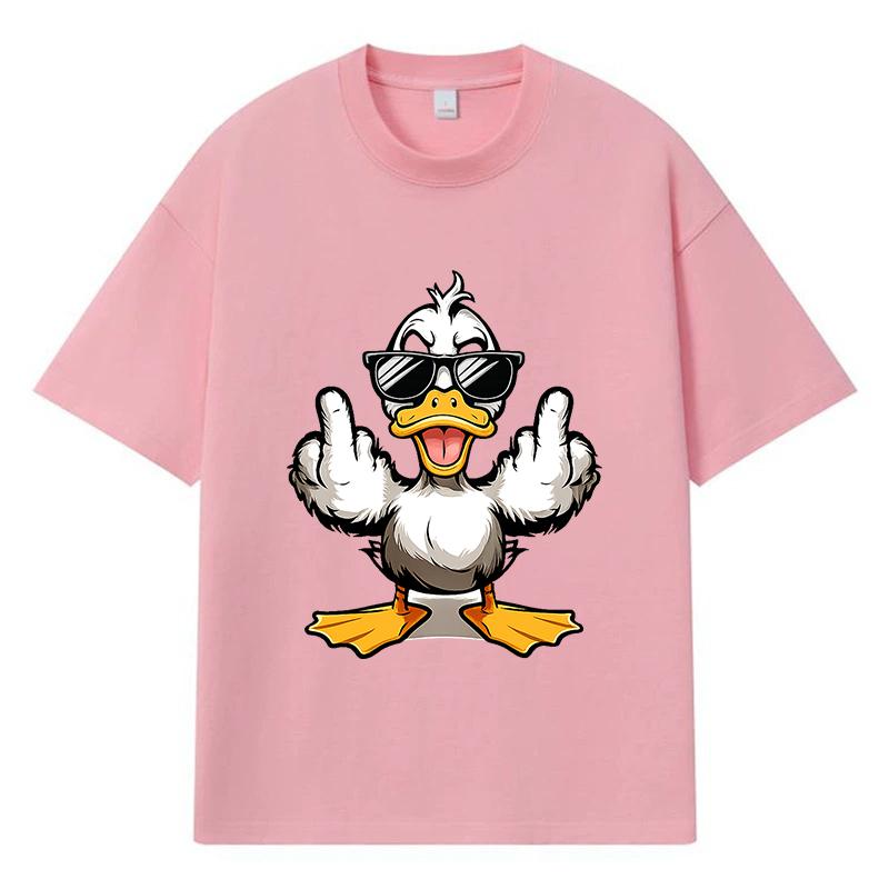 2026 Cool Duck Pattern Streetwear Y2k Harajuku Men Women Clothes 100% Cotton T Shirt Casual Oversized Summer Men T-shirt