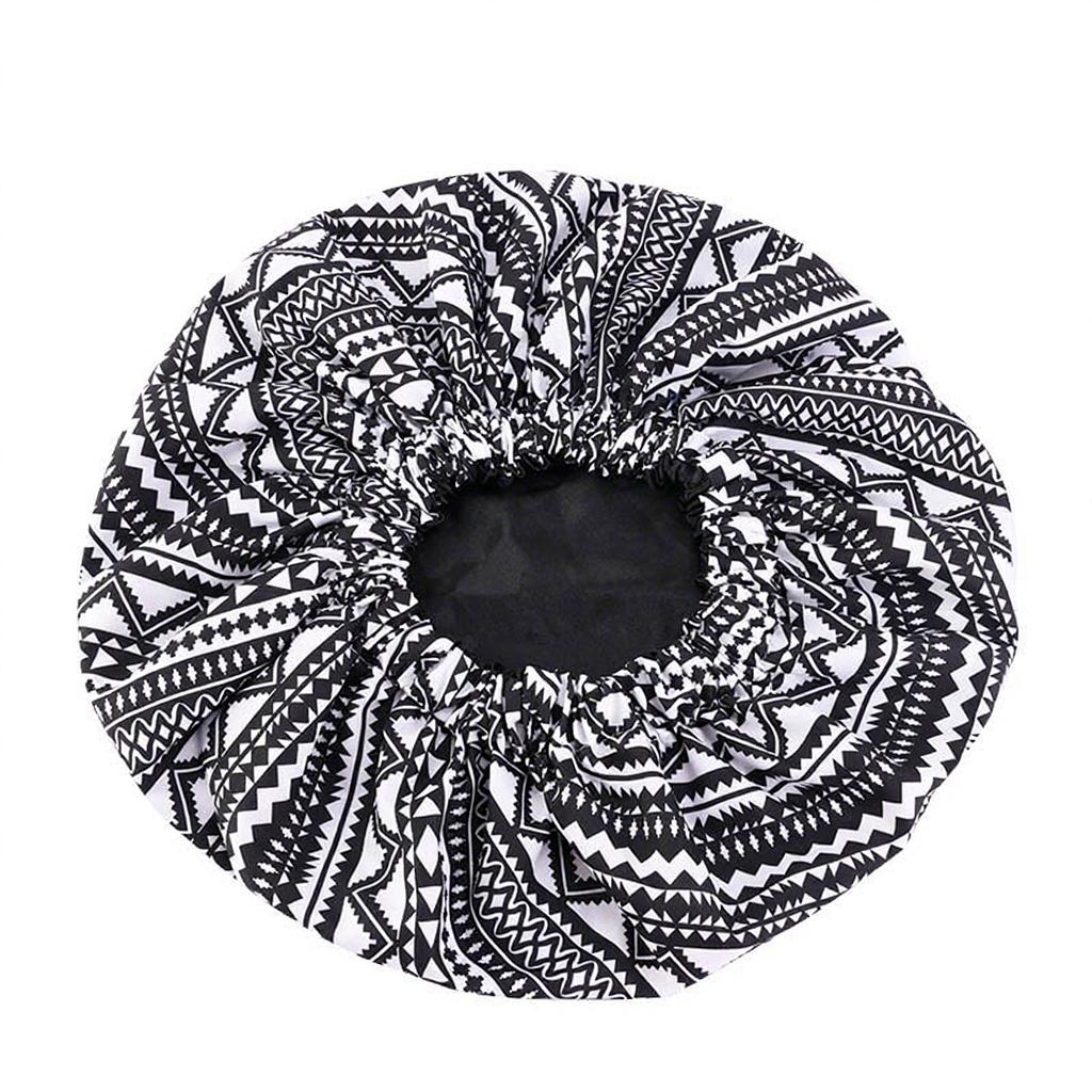 Custom Logo African Print Satin Bonnet Adjustable Double Layer Hair Bonnet Curly Hair Reversible Silky Sleep Cap Night Wrap