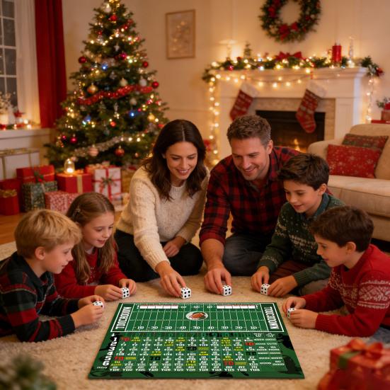 Dice Football Board Game Portable Travel Family Night Parties Interactive Football Game Adults Football Knuckle Touchdown Dice Tabletop Game