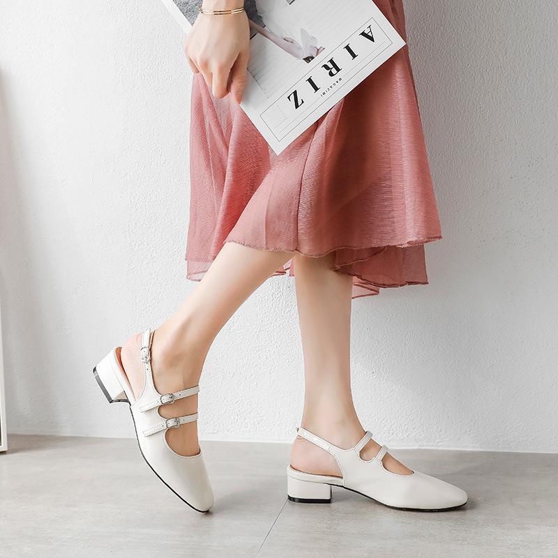 

Женские туфли-лодочки на каблуке «Мэри Джейн» на массивном каблуке с ремешками, черные женские туфли на высоком каблуке с квадратным носком, милые туфли в стиле Лолиты с открытой пяткой 34 белый