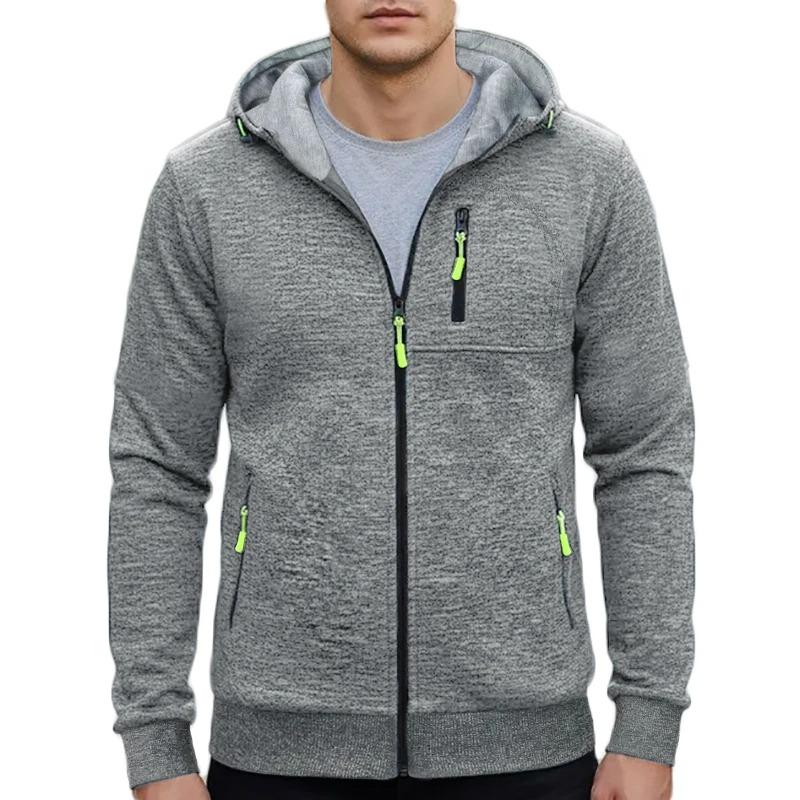 Aututmn Hot Sale Men's Sweatshirts Jacket Slim Fit Fashion Fluorescent Zipper Hooded Outwear Casual Stylish Cozy Jackets