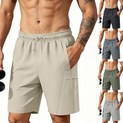 Men's Summer Quick Dry Shorts with Zipper Pockets Lightweight Breathable Athletic Running Gym Workout Shorts for Outdoor Activities