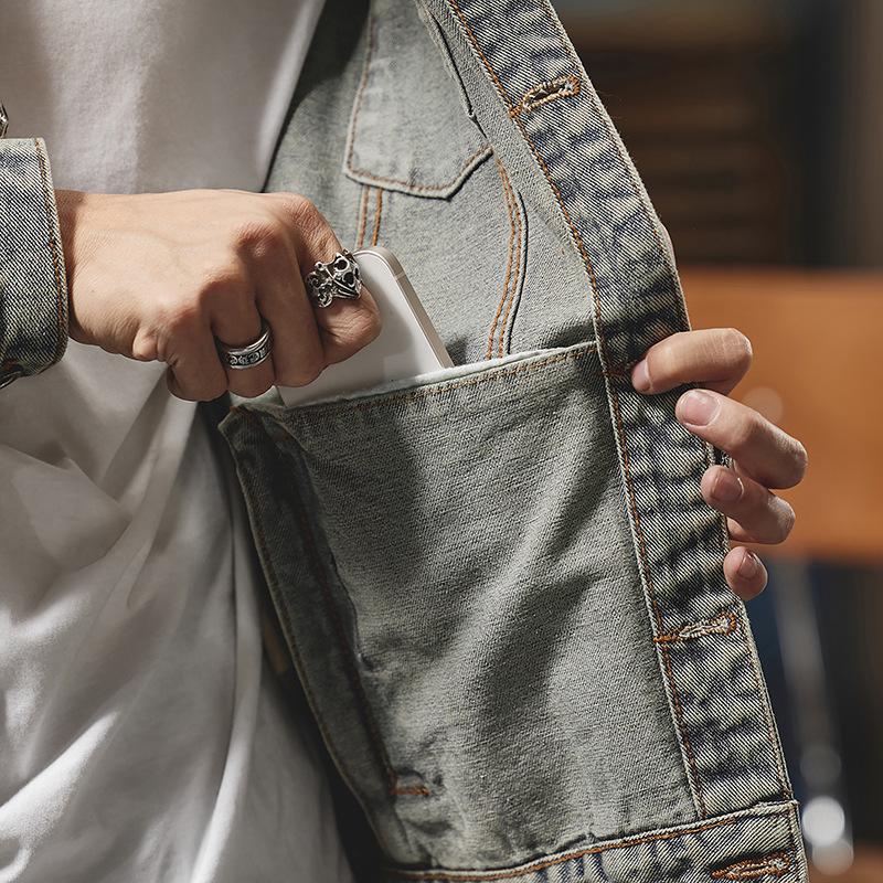 Little Bear Teen High-End Embroidered Men's Denim Jacket