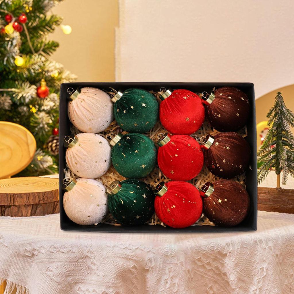 Beflockte Weihnachtskugeln Ornamente Kugelanhänger Weihnachtsdeko Stabile Baumdekorationen für