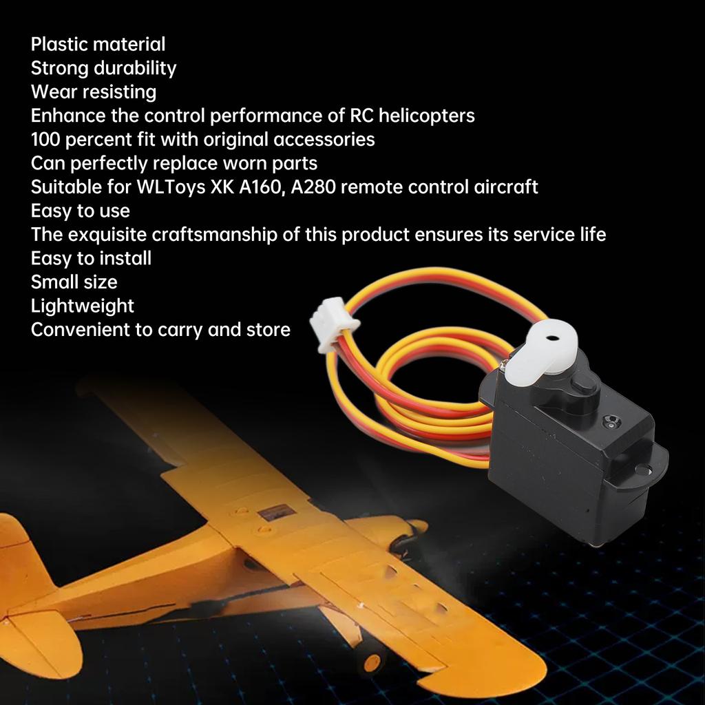 Black RC Helicopter Servo Plastic Servo Replacement Light Weight Spare Parts RC Digital Servo for WLToys XK A160 A280 RC Airplane