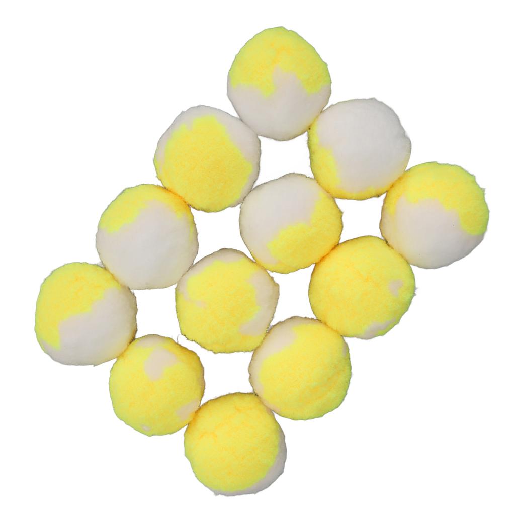 12pcs Cat Toy Balls Soft Elastic Quiet Interactive Plush Kitten Chewing Ball for Indoor Training Playing Yellow