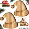 Sofort verfügbar Holz-Weihnachts-Rentier-Tablett & Dessertteller mit Hut-Design