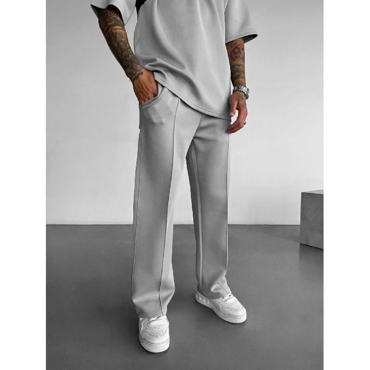 

Европейские и американские брюки мужские четырехсезонные свободные прямые спортивные повседневные брюки костюм длинные XXXL светло-серый